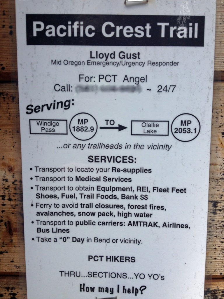 A flier Lloyd posted at a popular PCT "rest stop."