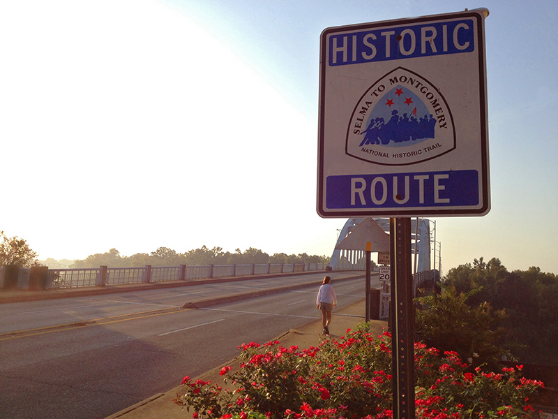 Walking along the modern-day Selma to Montgomery National Historic Trail. (photo by Bill Buck)