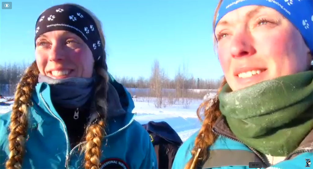 Four-time Iditarod racers Anna and Kristy Berington, twins from AK who grew up in Wisconsin.